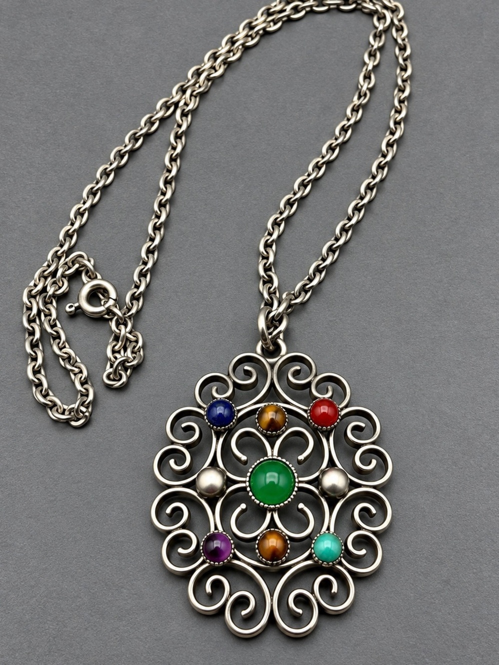 Vintage Celtic Necklace with Stones #cz542